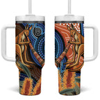 Personalised Australia Kangaroo Didgeridoo Tumbler With Handle Bottlebrush Flowers Indigenous Art