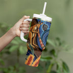 Personalised Australia Kangaroo Didgeridoo Tumbler With Handle Bottlebrush Flowers Indigenous Art