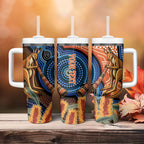 Personalised Australia Kangaroo Didgeridoo Tumbler With Handle Bottlebrush Flowers Indigenous Art