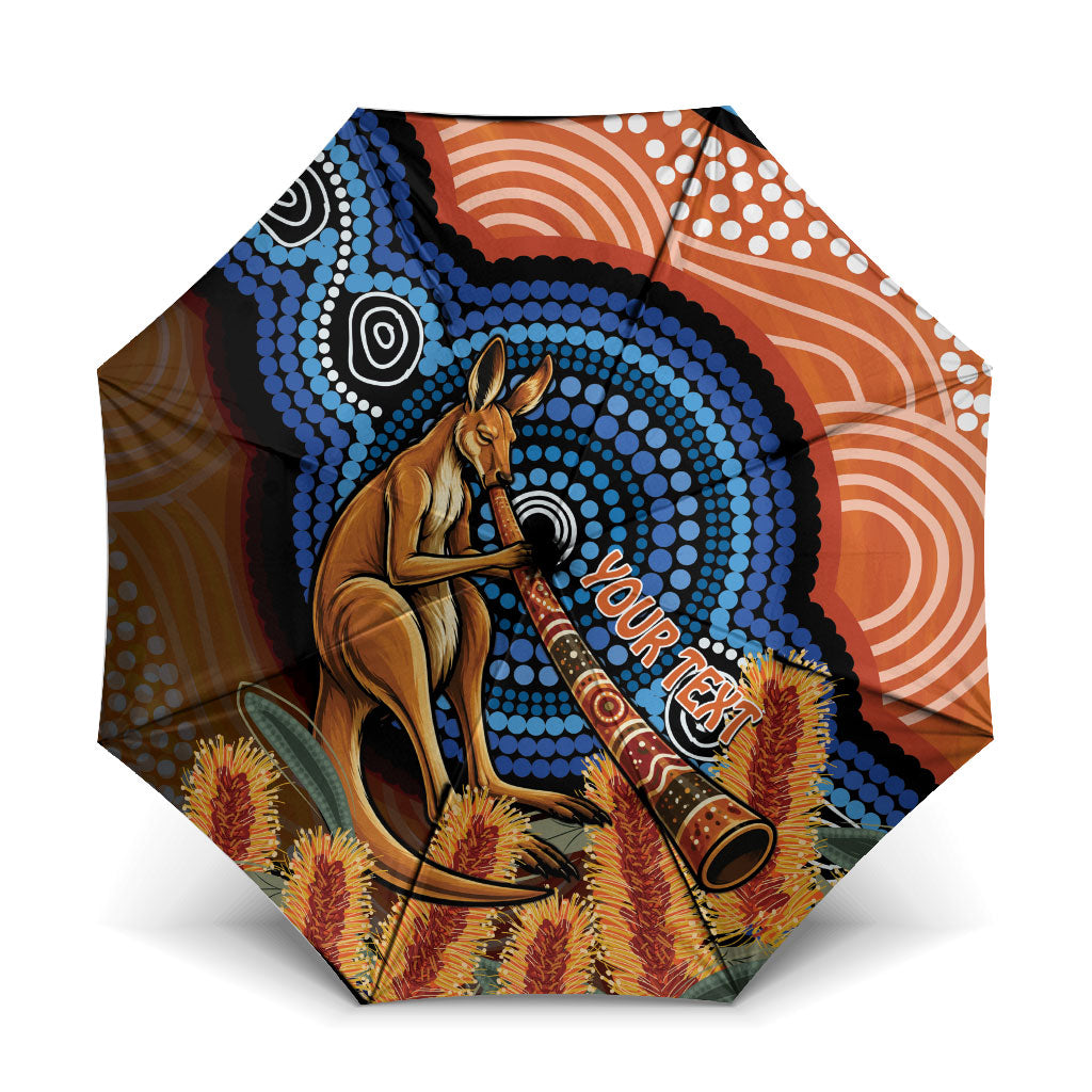 Personalised Australia Kangaroo Didgeridoo Umbrella Bottlebrush Flowers Indigenous Art