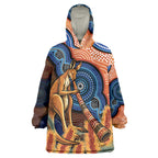 Personalised Australia Kangaroo Didgeridoo Wearable Blanket Hoodie Bottlebrush Flowers Indigenous Art