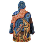 Personalised Australia Kangaroo Didgeridoo Wearable Blanket Hoodie Bottlebrush Flowers Indigenous Art