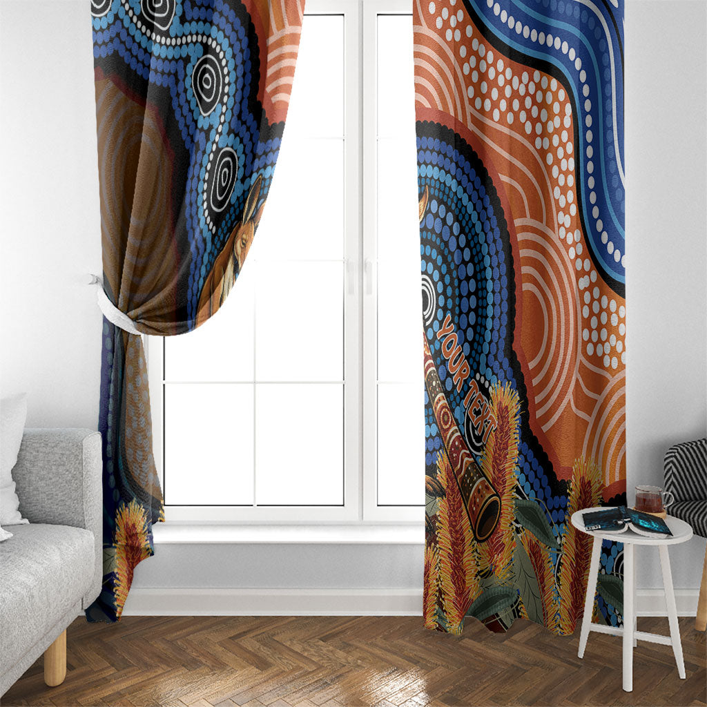 Personalised Australia Kangaroo Didgeridoo Window Curtain Bottlebrush Flowers Indigenous Art