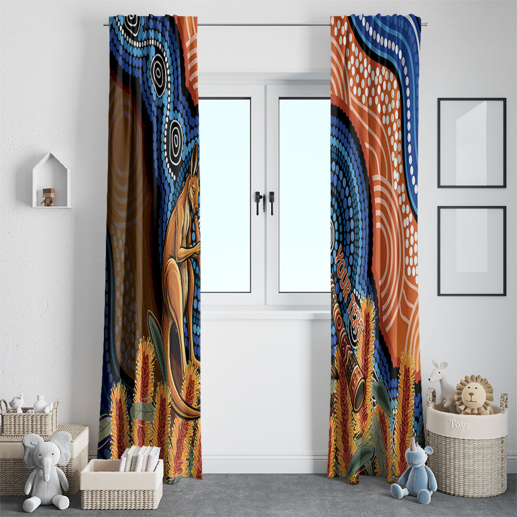 Personalised Australia Kangaroo Didgeridoo Window Curtain Bottlebrush Flowers Indigenous Art