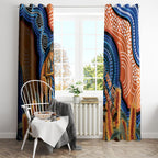 Personalised Australia Kangaroo Didgeridoo Window Curtain Bottlebrush Flowers Indigenous Art