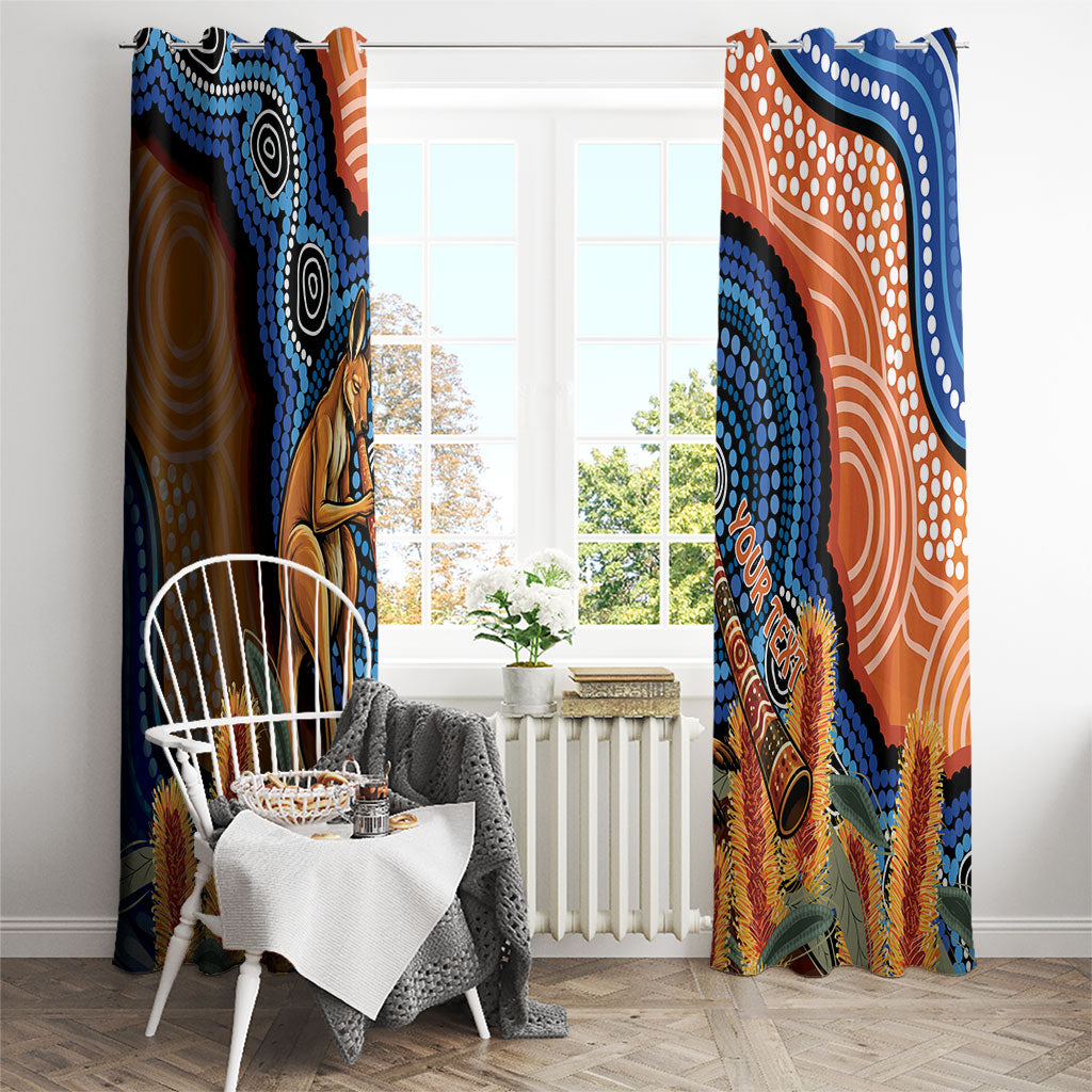 Personalised Australia Kangaroo Didgeridoo Window Curtain Bottlebrush Flowers Indigenous Art