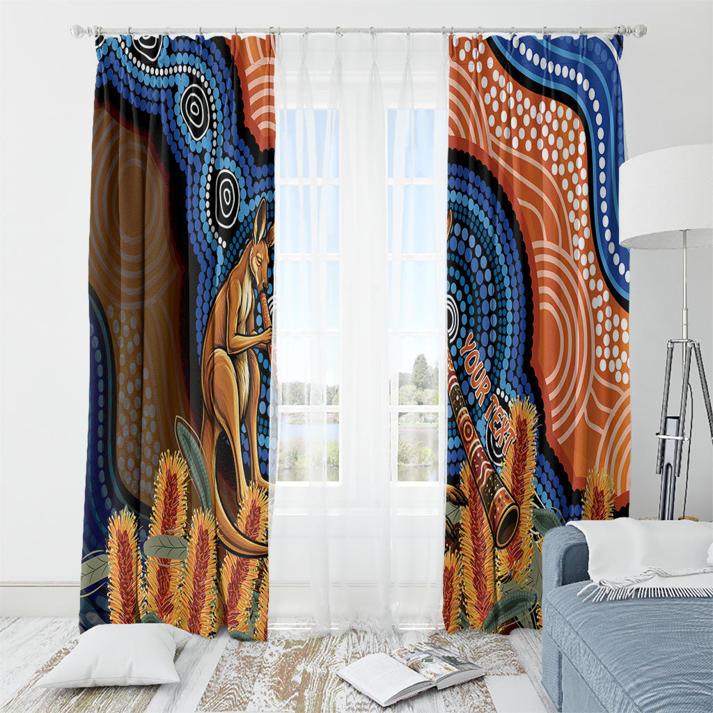 Personalised Australia Kangaroo Didgeridoo Window Curtain Bottlebrush Flowers Indigenous Art