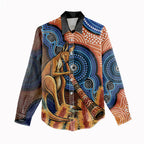 Personalised Australia Kangaroo Didgeridoo Women Casual Shirt Bottlebrush Flowers Indigenous Art