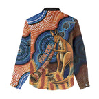 Personalised Australia Kangaroo Didgeridoo Women Casual Shirt Bottlebrush Flowers Indigenous Art
