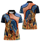 Personalised Australia Kangaroo Didgeridoo Women Polo Shirt Bottlebrush Flowers Indigenous Art