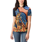 Personalised Australia Kangaroo Didgeridoo Women Polo Shirt Bottlebrush Flowers Indigenous Art