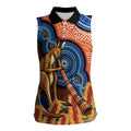 Personalised Australia Kangaroo Didgeridoo Women Sleeveless Polo Shirt Bottlebrush Flowers Indigenous Art