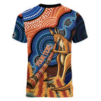 Personalised Australia Kangaroo Didgeridoo Women V-Neck T-Shirt Bottlebrush Flowers Indigenous Art