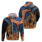 Personalised Australia Kangaroo Didgeridoo Zip Hoodie Bottlebrush Flowers Indigenous Art