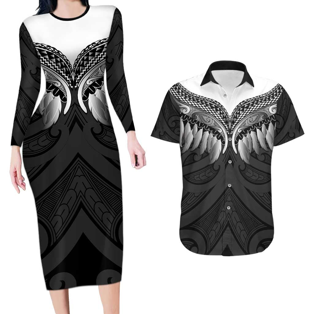 Poutama Korowai New Zealand Couples Matching Long Sleeve Bodycon Dress and Hawaiian Shirt Aotearoa Maori Tattoo - Aussie Hoodie