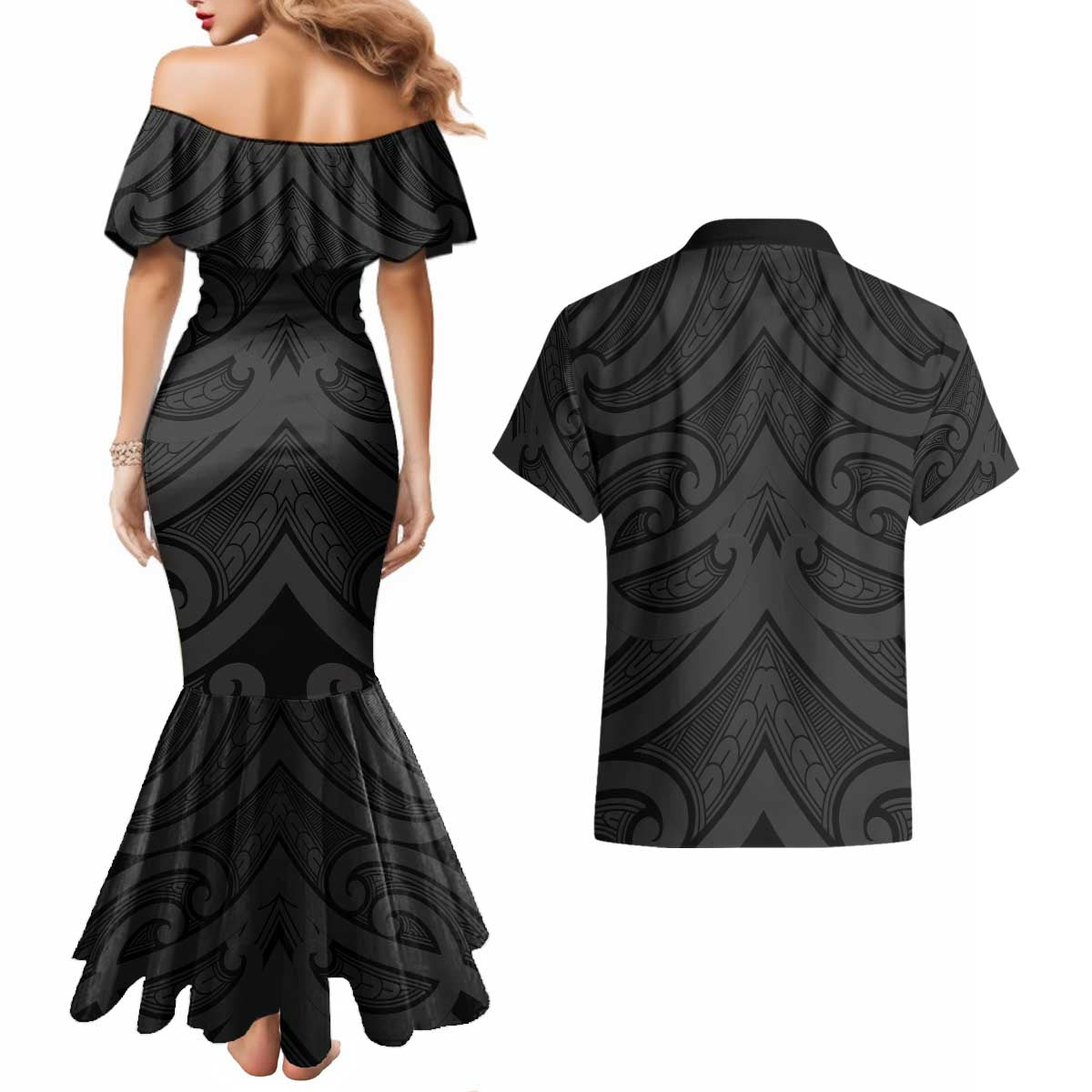 Poutama Korowai New Zealand Couples Matching Mermaid Dress and Hawaiian Shirt Aotearoa Maori Tattoo - Aussie Hoodie