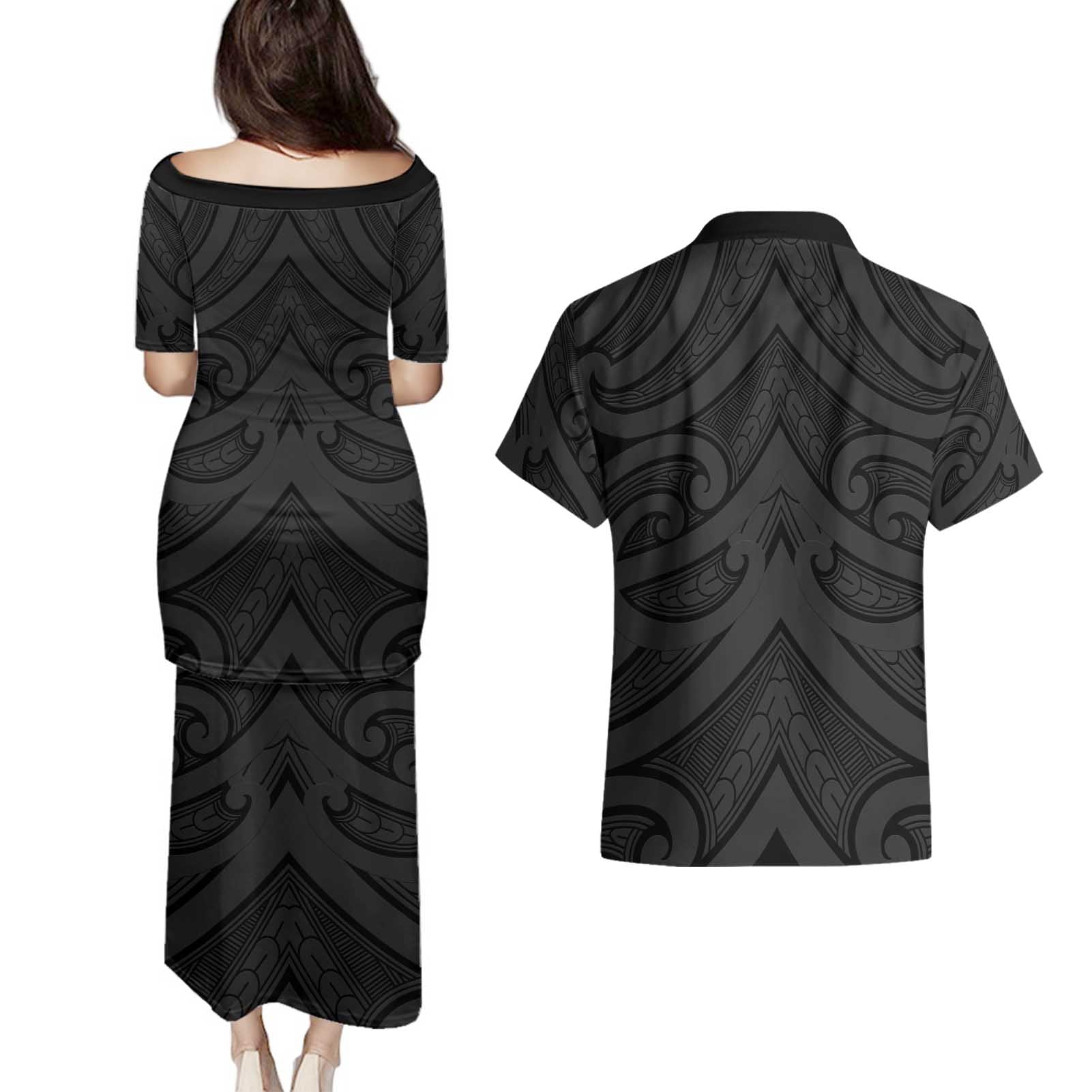 Poutama Korowai New Zealand Couples Matching Puletasi and Hawaiian Shirt Aotearoa Maori Tattoo - Aussie Hoodie