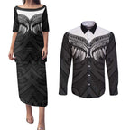 Poutama Korowai New Zealand Couples Matching Puletasi and Long Sleeve Button Shirt Aotearoa Maori Tattoo - Aussie Hoodie