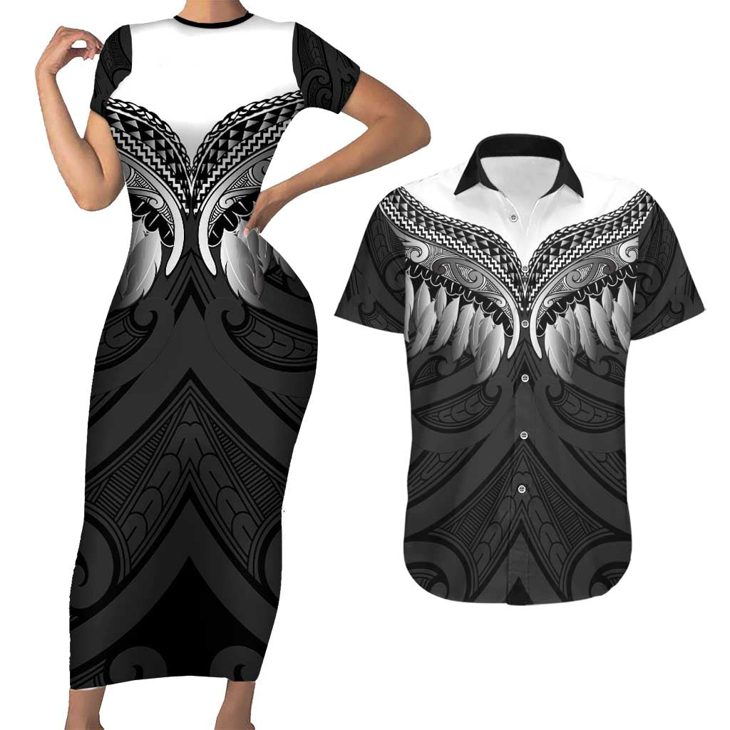 Poutama Korowai New Zealand Couples Matching Short Sleeve Bodycon Dress and Hawaiian Shirt Aotearoa Maori Tattoo - Aussie Hoodie