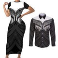 Poutama Korowai New Zealand Couples Matching Short Sleeve Bodycon Dress and Long Sleeve Button Shirt Aotearoa Maori Tattoo - Aussie Hoodie