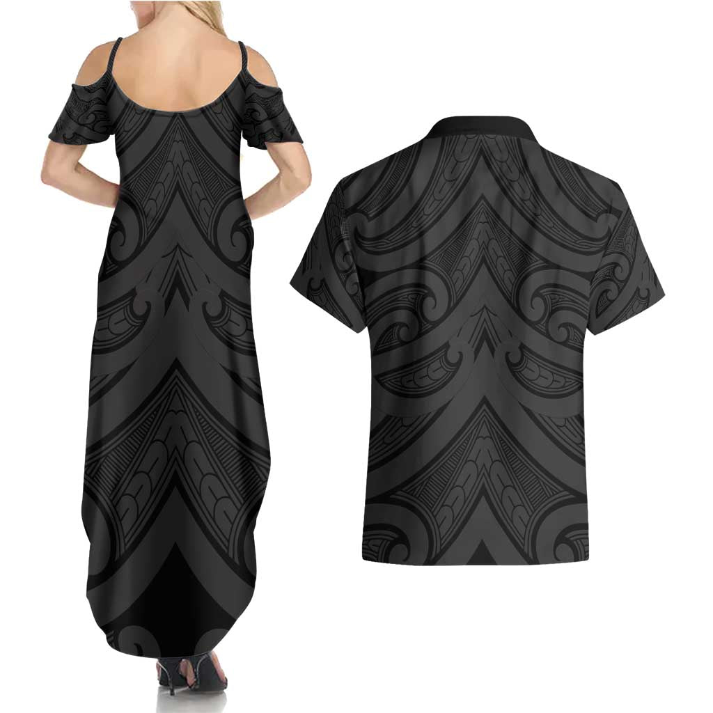 Poutama Korowai New Zealand Couples Matching Summer Maxi Dress and Hawaiian Shirt Aotearoa Maori Tattoo - Aussie Hoodie