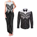 Poutama Korowai New Zealand Couples Matching Tank Maxi Dress and Long Sleeve Button Shirt Aotearoa Maori Tattoo - Aussie Hoodie