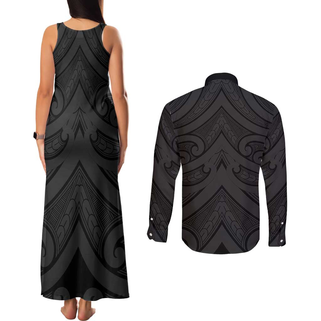 Poutama Korowai New Zealand Couples Matching Tank Maxi Dress and Long Sleeve Button Shirt Aotearoa Maori Tattoo - Aussie Hoodie