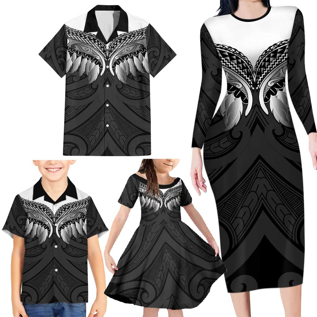 Poutama Korowai New Zealand Family Matching Long Sleeve Bodycon Dress and Hawaiian Shirt Aotearoa Maori Tattoo - Aussie Hoodie