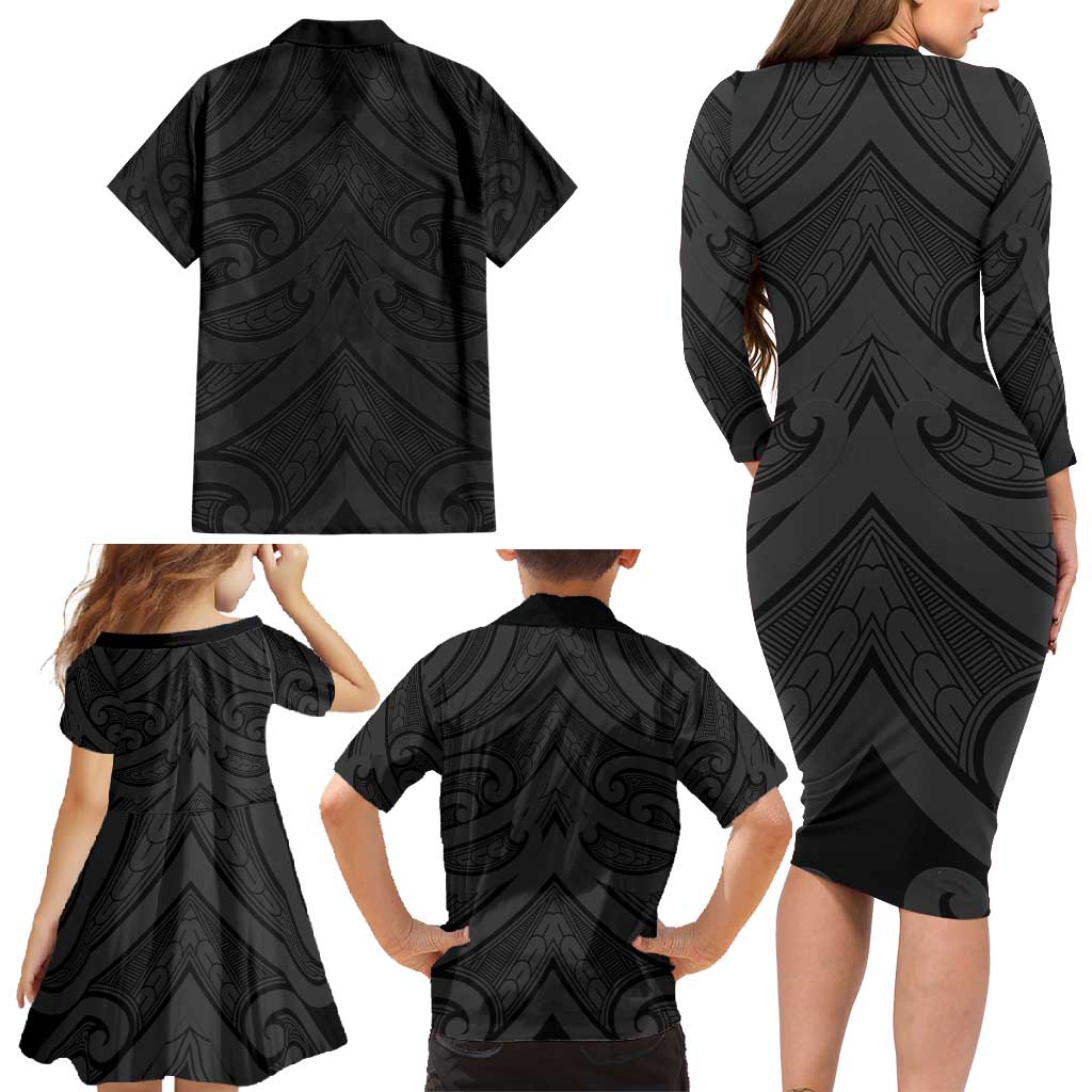 Poutama Korowai New Zealand Family Matching Long Sleeve Bodycon Dress and Hawaiian Shirt Aotearoa Maori Tattoo - Aussie Hoodie