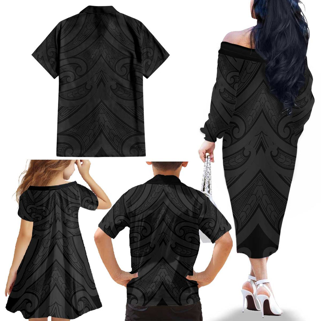 Poutama Korowai New Zealand Family Matching Off The Shoulder Long Sleeve Dress and Hawaiian Shirt Aotearoa Maori Tattoo - Aussie Hoodie
