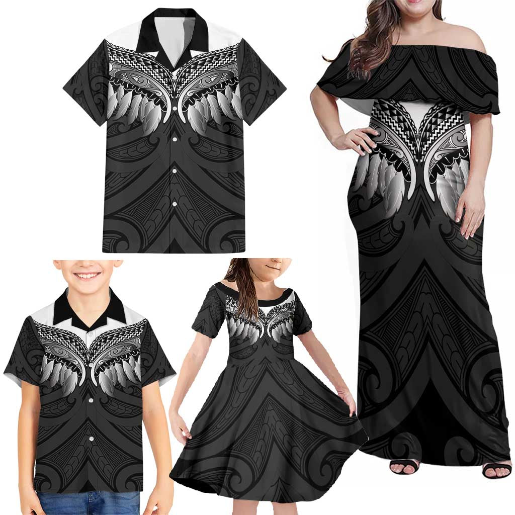 Poutama Korowai New Zealand Family Matching Off Shoulder Maxi Dress and Hawaiian Shirt Aotearoa Maori Tattoo - Aussie Hoodie