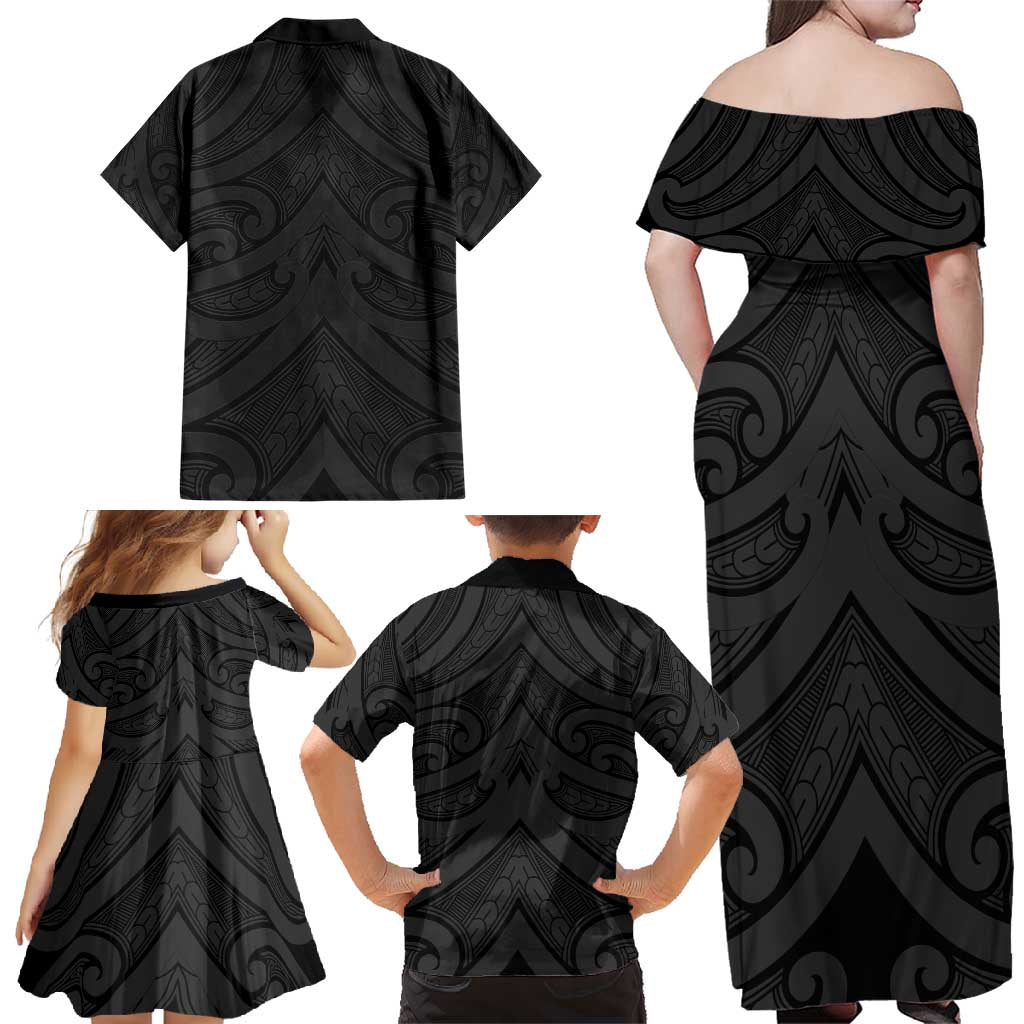Poutama Korowai New Zealand Family Matching Off Shoulder Maxi Dress and Hawaiian Shirt Aotearoa Maori Tattoo - Aussie Hoodie