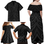 Poutama Korowai New Zealand Family Matching Off Shoulder Maxi Dress and Hawaiian Shirt Aotearoa Maori Tattoo - Aussie Hoodie