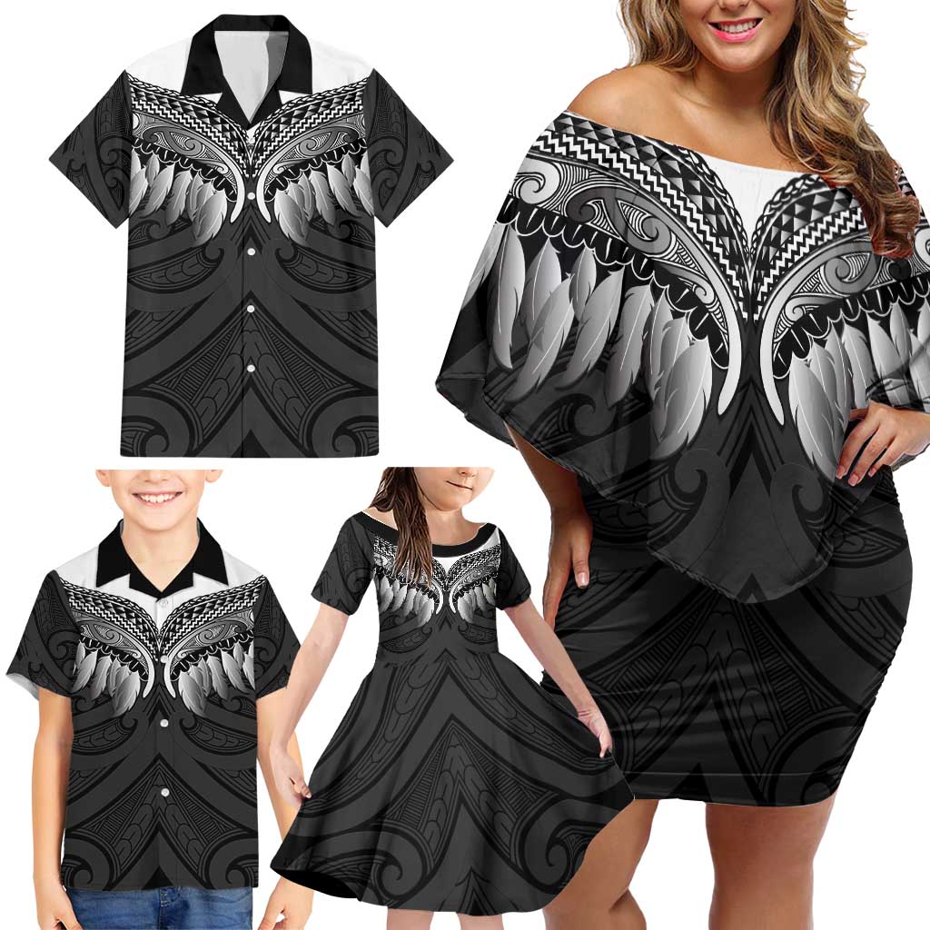 Poutama Korowai New Zealand Family Matching Off Shoulder Short Dress and Hawaiian Shirt Aotearoa Maori Tattoo - Aussie Hoodie