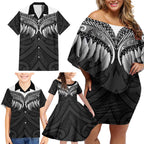Poutama Korowai New Zealand Family Matching Off Shoulder Short Dress and Hawaiian Shirt Aotearoa Maori Tattoo - Aussie Hoodie