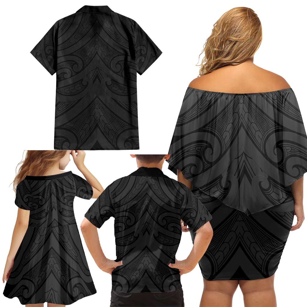 Poutama Korowai New Zealand Family Matching Off Shoulder Short Dress and Hawaiian Shirt Aotearoa Maori Tattoo - Aussie Hoodie