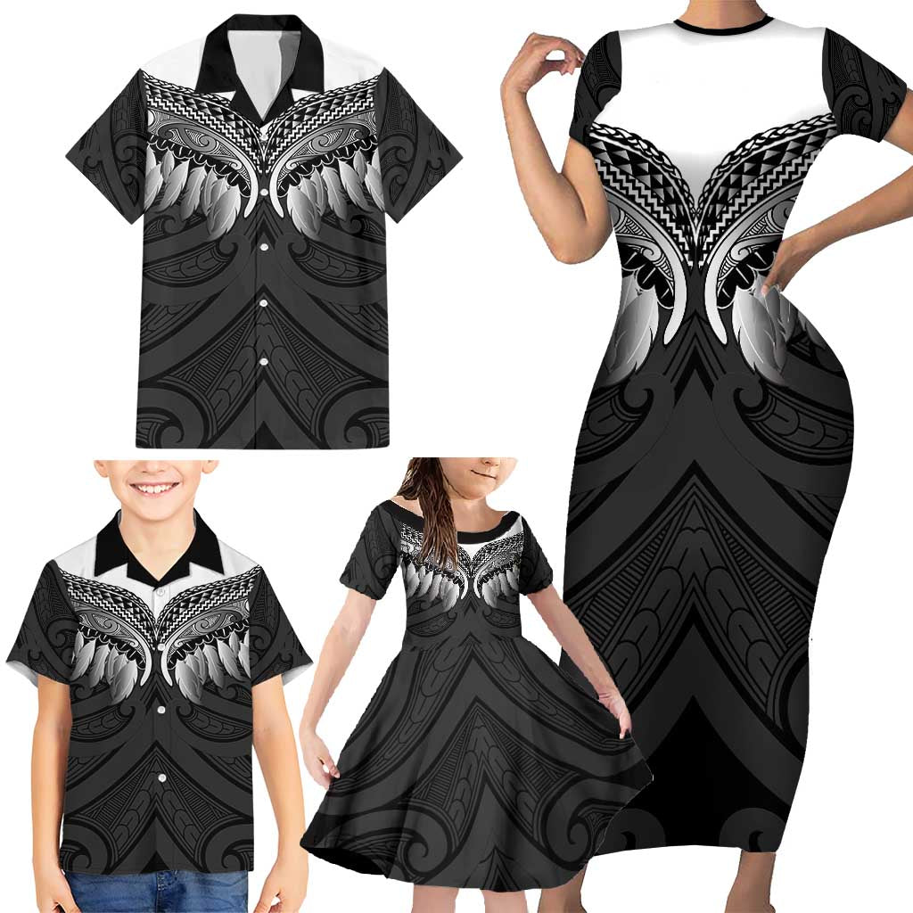 Poutama Korowai New Zealand Family Matching Short Sleeve Bodycon Dress and Hawaiian Shirt Aotearoa Maori Tattoo - Aussie Hoodie