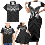 Poutama Korowai New Zealand Family Matching Short Sleeve Bodycon Dress and Hawaiian Shirt Aotearoa Maori Tattoo - Aussie Hoodie
