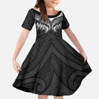 Poutama Korowai New Zealand Kid Short Sleeve Dress Aotearoa Maori Tattoo - Aussie Hoodie