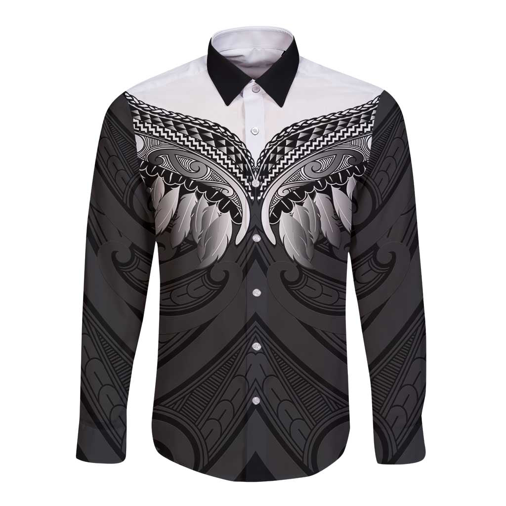 Poutama Korowai New Zealand Long Sleeve Button Shirt Aotearoa Maori Tattoo - Aussie Hoodie