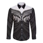 Poutama Korowai New Zealand Long Sleeve Button Shirt Aotearoa Maori Tattoo - Aussie Hoodie
