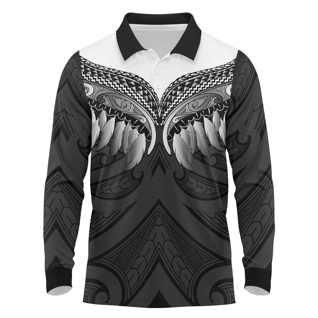 Poutama Korowai New Zealand Long Sleeve Polo Shirt Aotearoa Maori Tattoo - Aussie Hoodie