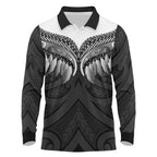 Poutama Korowai New Zealand Long Sleeve Polo Shirt Aotearoa Maori Tattoo - Aussie Hoodie