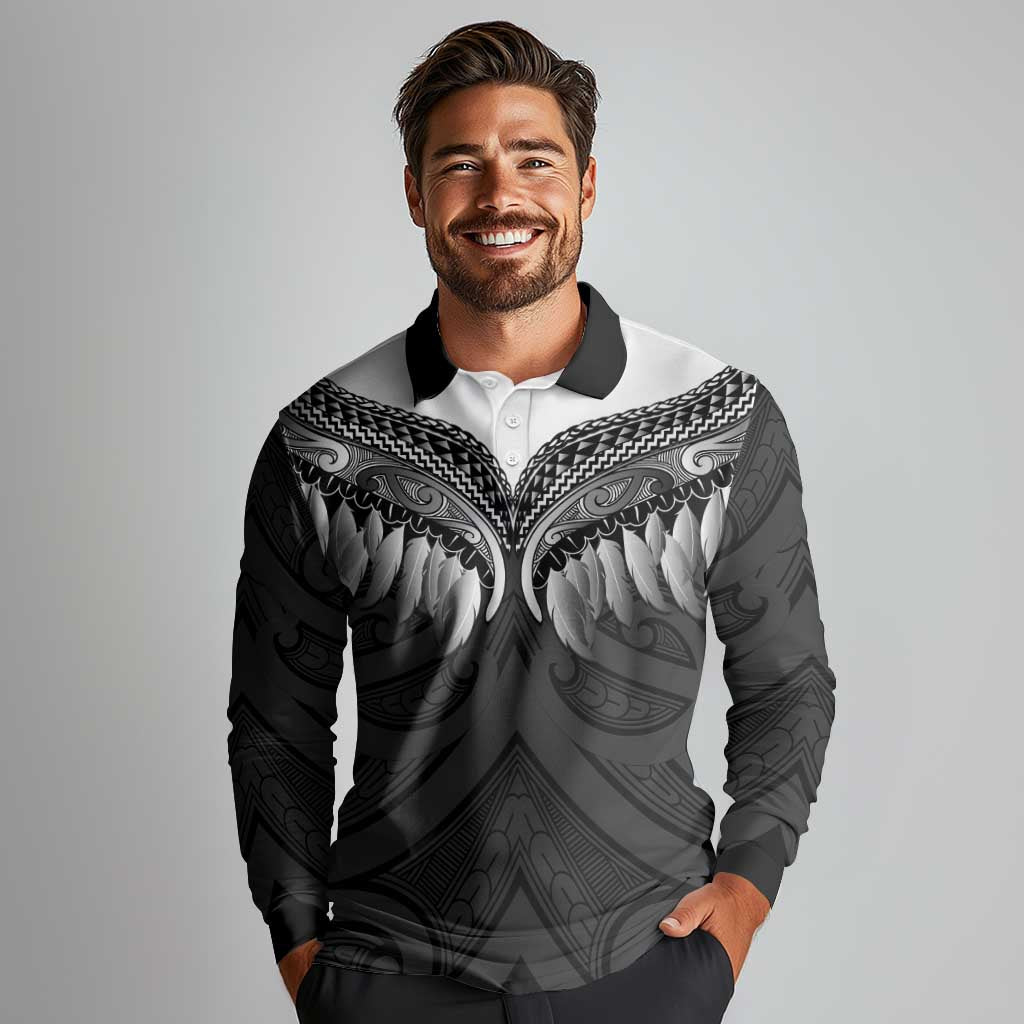 Poutama Korowai New Zealand Long Sleeve Polo Shirt Aotearoa Maori Tattoo - Aussie Hoodie
