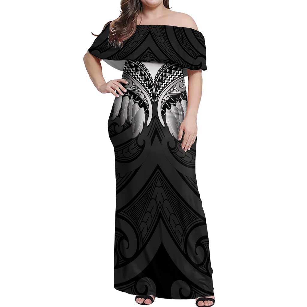 Poutama Korowai New Zealand Off Shoulder Maxi Dress Aotearoa Maori Tattoo - Aussie Hoodie