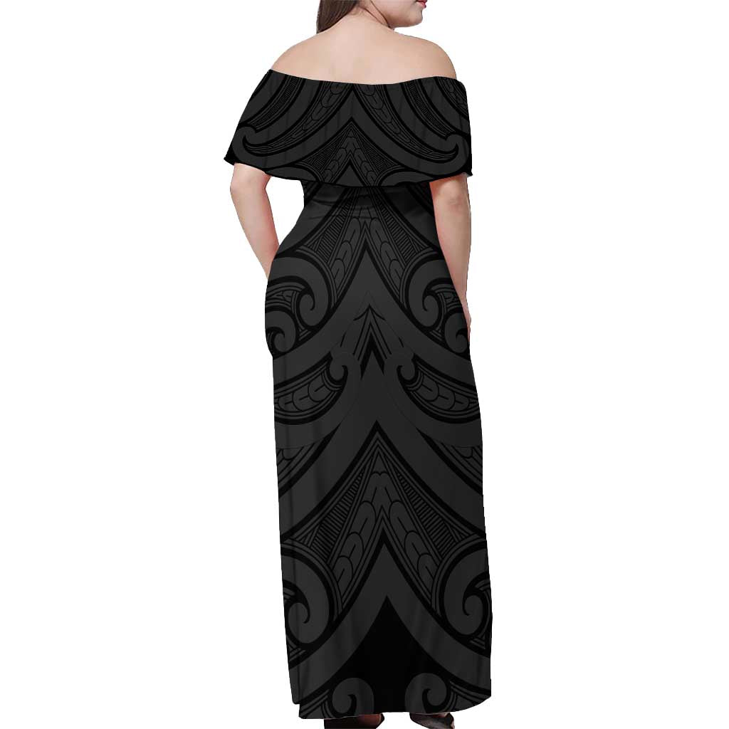 Poutama Korowai New Zealand Off Shoulder Maxi Dress Aotearoa Maori Tattoo - Aussie Hoodie