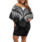 Poutama Korowai New Zealand Off Shoulder Short Dress Aotearoa Maori Tattoo - Aussie Hoodie