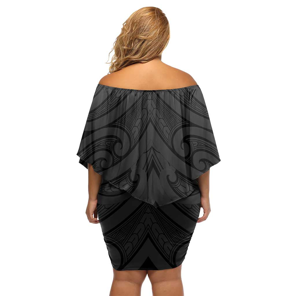 Poutama Korowai New Zealand Off Shoulder Short Dress Aotearoa Maori Tattoo - Aussie Hoodie