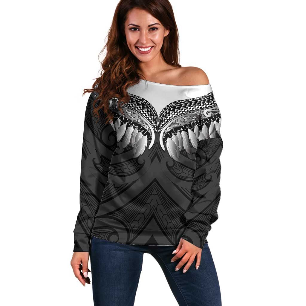 Poutama Korowai New Zealand Off Shoulder Sweater Aotearoa Maori Tattoo - Aussie Hoodie