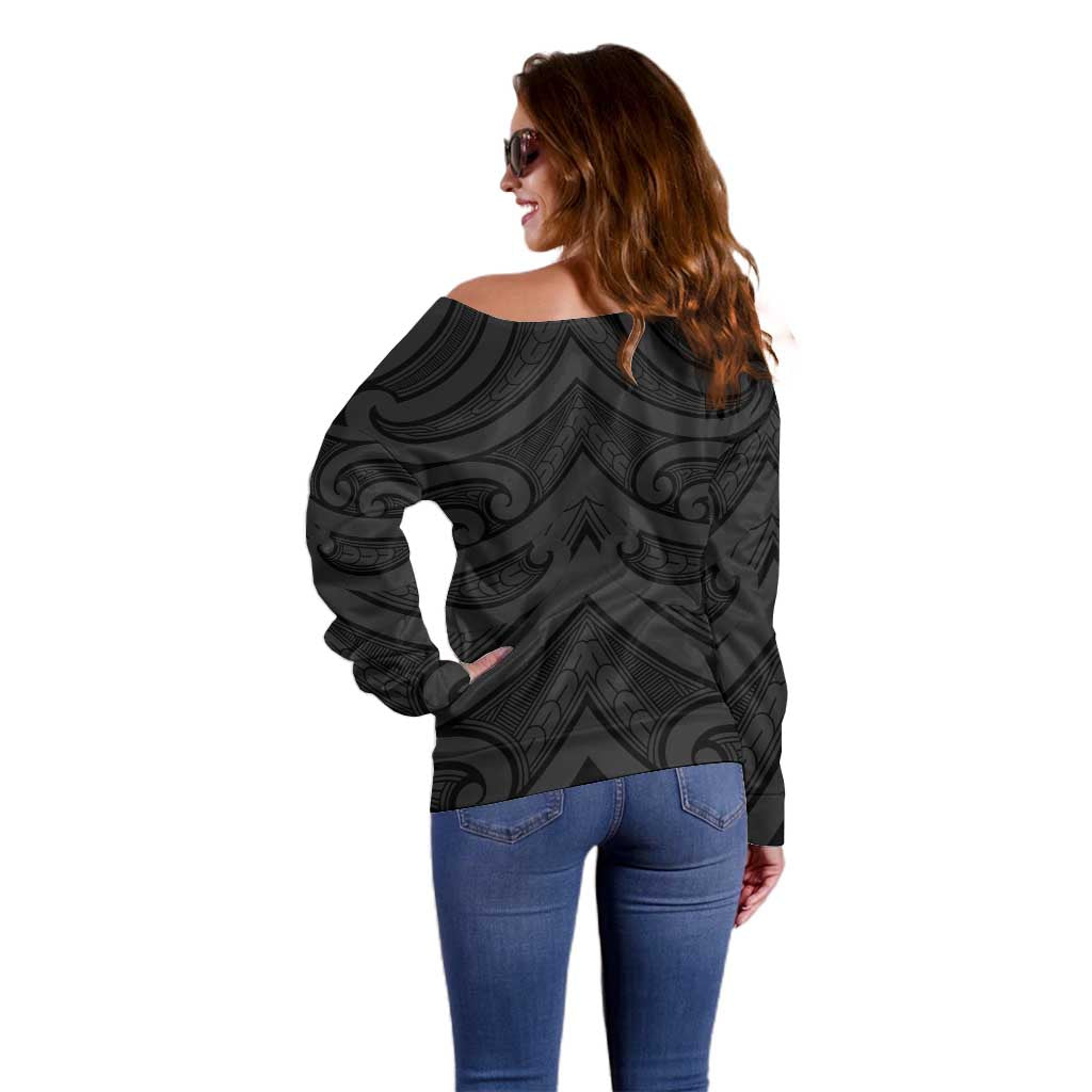 Poutama Korowai New Zealand Off Shoulder Sweater Aotearoa Maori Tattoo - Aussie Hoodie